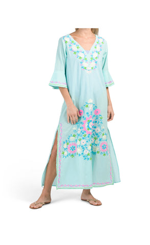 Embroidered Maxi Tunic Dress