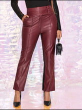 Load image into Gallery viewer, Color Block High Waist PU  Pants