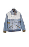 DESIGUAL Women Jacket Embellished Denim Faux Leather Short Padded