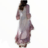 Tie Dye Long Cardigan With Tassel Hem Detail. Open Front- Women