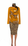 Long Sleeved Top with Sequins and Animal Print