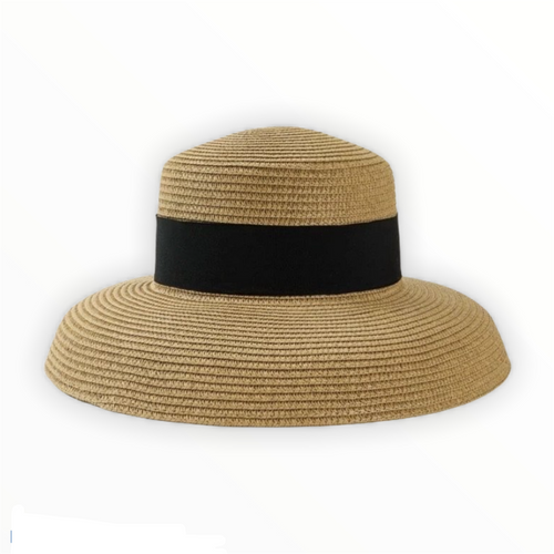Straw Hat with Black Bow