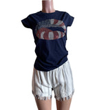 American Flag Lips Rhinestones Tee