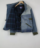 DESIGUAL Women Jacket Embellished Denim Faux Leather Short Padded