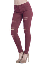 Load image into Gallery viewer, Distressed Skinny Jeans Wine Women