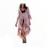 Tie Dye Long Cardigan With Tassel Hem Detail. Open Front- Women