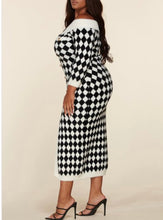 Load image into Gallery viewer, Fuzzy Checkered Print Sweater Dress