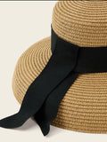 Straw Hat with Black Bow
