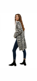Zebra Open Long Cardigan Sweater