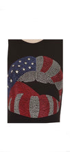 Load image into Gallery viewer, American Flag Lips Rhinestones Tee