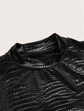 Load image into Gallery viewer, Mock Neck Crocodile Pattern Tee
