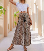 Load image into Gallery viewer, Leopard Print Tie Front Wide Leg Pants