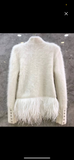 Feather Trim Luxe Blazer