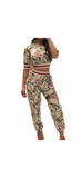 Half Sleeve Floral Print Set Round Neck lounger 2 pc
