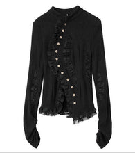 Load image into Gallery viewer, Lace Edge Asymmetrical Sweater Cardigan