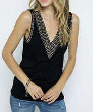 Load image into Gallery viewer, Women V-neck Bejeweled Sleeveless Top