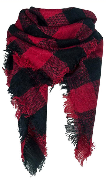 Plaid Blanket Scarf Winter Scarf for Women, Warm Soft Oversized