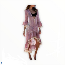 Load image into Gallery viewer, Tie Dye Long Cardigan With Tassel Hem Detail. Open Front- Women