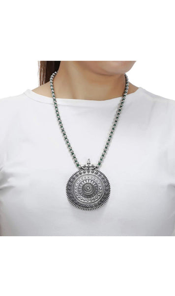 Bohemian Statement Necklace Silver Tone