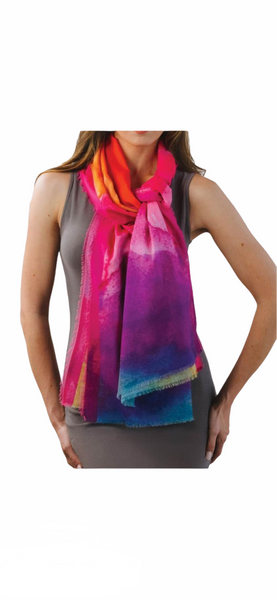 Watercolor Print Cotton Scarf