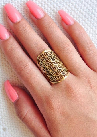 Flower of Life Ring -Brass-