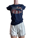 American Flag Lips Rhinestones Tee