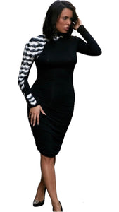 Plus Size Faux Leather Scale Sleeve Bodycon Dress.