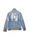 DESIGUAL Women Jacket Embellished Denim Faux Leather Short Padded