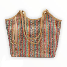 Load image into Gallery viewer, Colorblock Braided Tote Bag