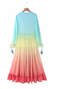 Rainbow Maxi Boho Dress