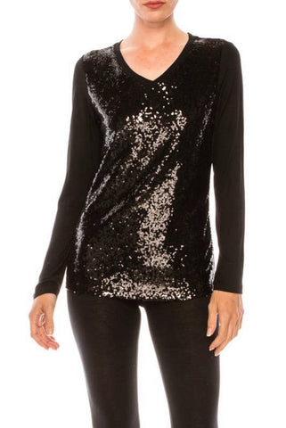 Sequin Long Sleeve Blouse