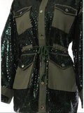 Sequin Drawstring Casual Jacket