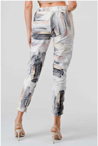 Jogger Printed Elastic Waist Drawstring Pants