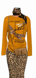 Long Sleeved Top with Sequins and Animal Print