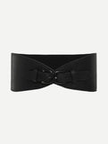 Double Buckle Waist Belt Black - Women