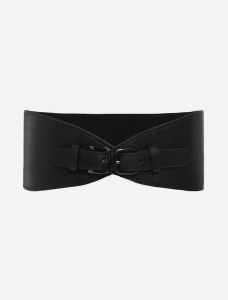 Double Buckle Waist Belt Black - Women