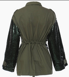 Sequin Drawstring Casual Jacket