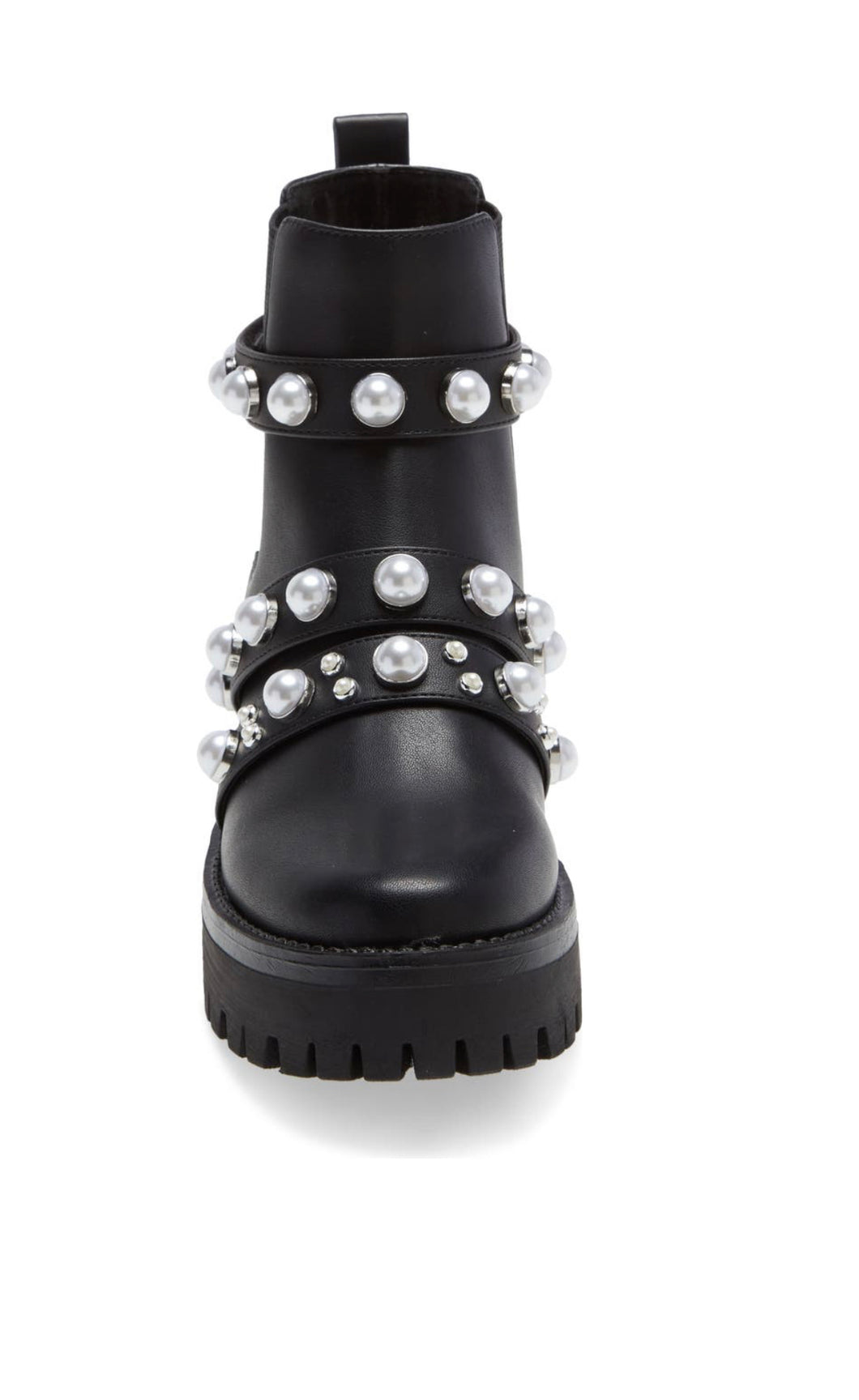 Black women pearl embellished boots