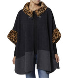 Colorblock Animal Toggle Poncho Women