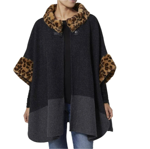 Colorblock Animal Toggle Poncho Women