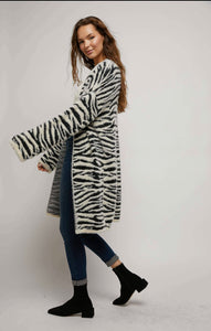 Zebra Open Long Cardigan Sweater