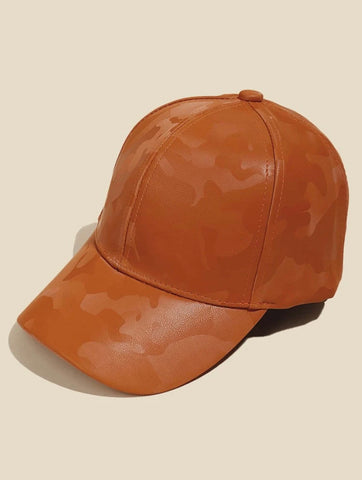 Baseball Cap Hat Camel Hat PU leather hat