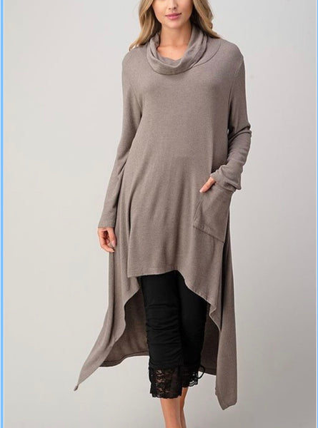 Long Turtleneck Tunic Top