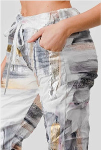 Jogger Printed Elastic Waist Drawstring Pants