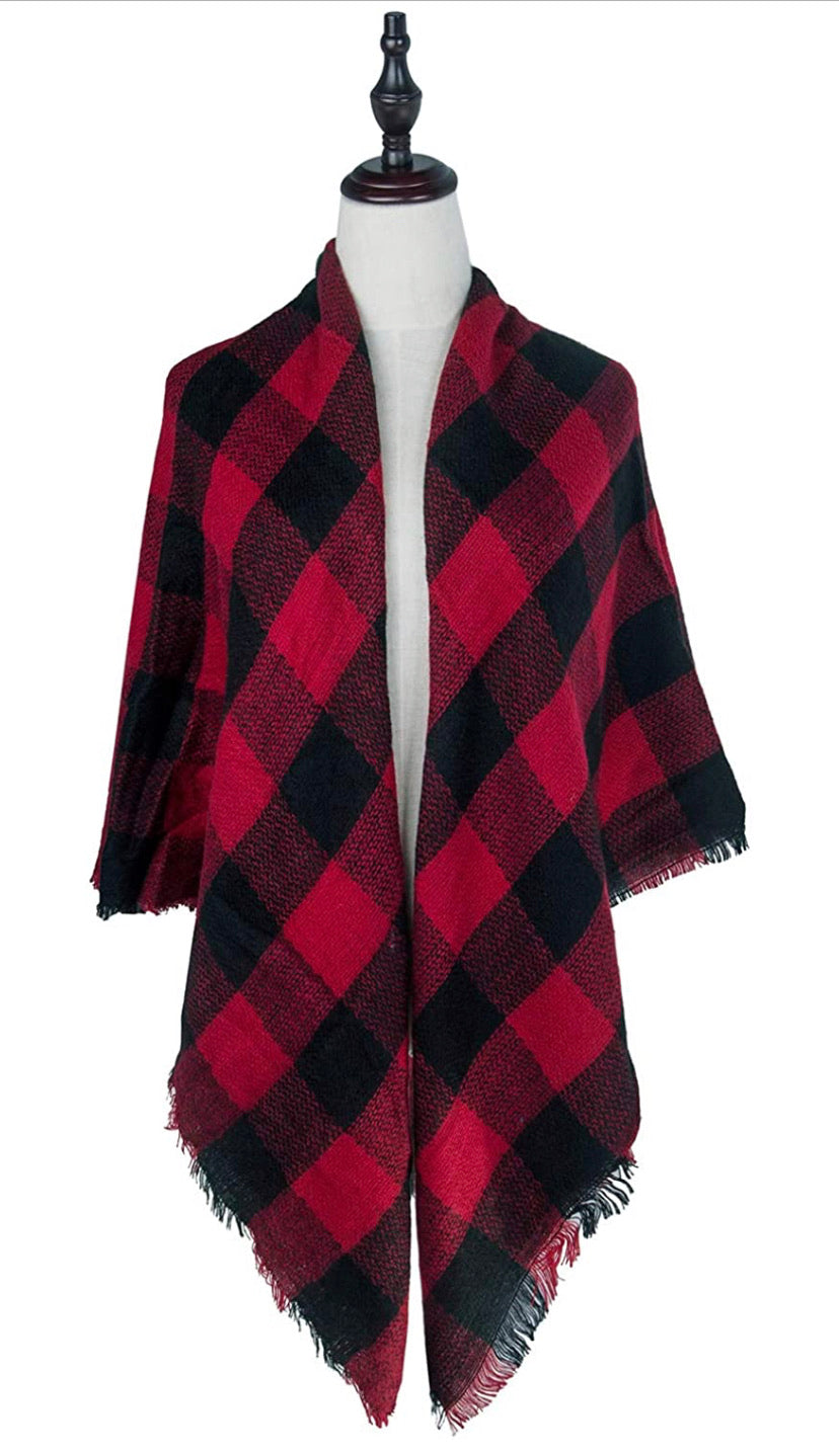 Plaid Blanket Scarf Winter Scarf for Women, Warm Soft Oversized