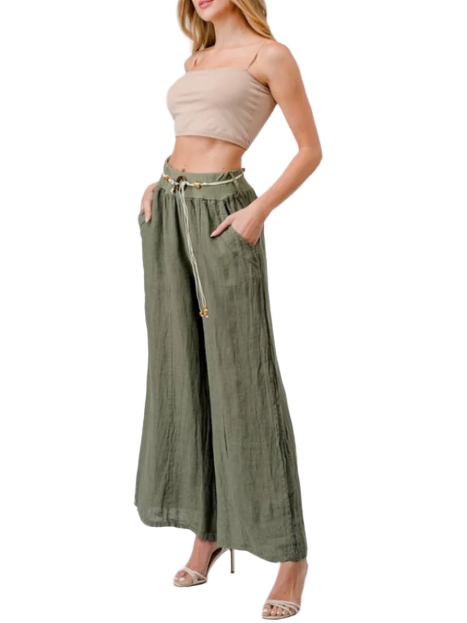 Palazzo style pants in 100% Italian Linen