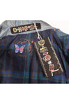 DESIGUAL Women Jacket Embellished Denim Faux Leather Short Padded