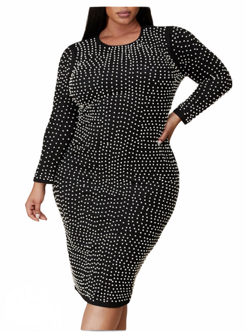 Pearls Embellised Plus Size Dress