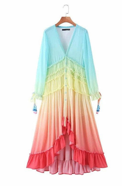 Rainbow Maxi Boho Dress