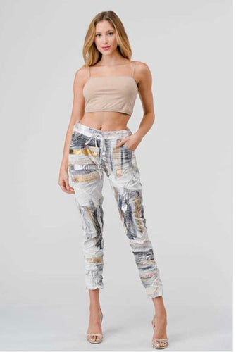 Jogger Printed Elastic Waist Drawstring Pants